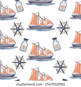 Sea Vector Patterns: Ships, Anchors, and Waves