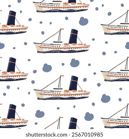 Sea Vector Patterns: Ships, Anchors, and Waves