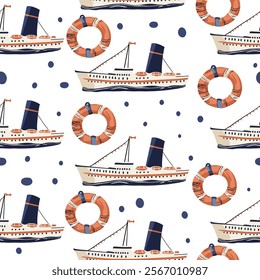 Sea Vector Patterns: Ships, Anchors, and Waves