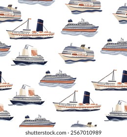 Sea Vector Patterns: Ships, Anchors, and Waves