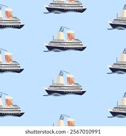 Sea Vector Patterns: Ships, Anchors, and Waves