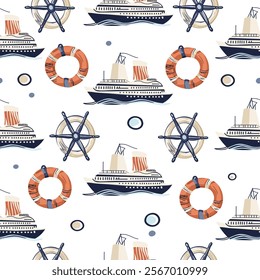 Sea Vector Patterns: Ships, Anchors, and Waves