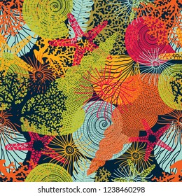 Sea vector seamless pattern.