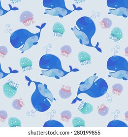 Sea vector seamless pattern. 