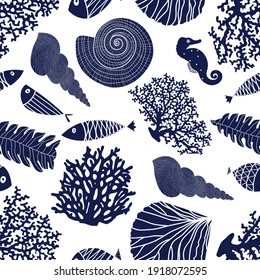 Sea vector seamless pattern.Can be used in textile industry, paper, background, scrapbooking.