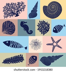 Sea vector seamless pattern.Can be used in textile industry, paper, background, scrapbooking.