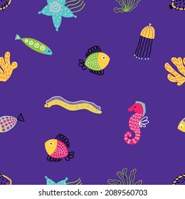 Sea vector seamless pattern.Can be used in textile industry, paper, background, scrapbooking.