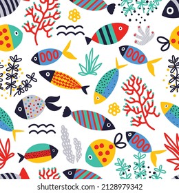 Sea vector seamless pattern.Can be used in textile industry, paper, background, scrapbooking.