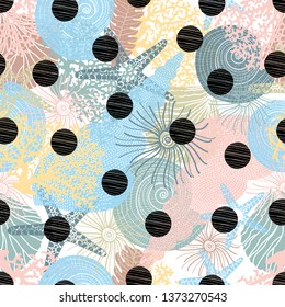 Sea vector seamless pattern. Cheerful polka dot vector seamless pattern. Can be used in textile industry, paper, background, scrapbooking.