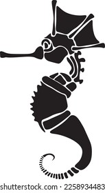 Sea ​​Horse Vector Stencil, Black and White