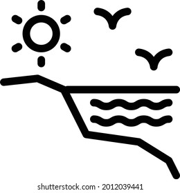 sea vector thin line icon