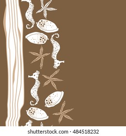 Sea  vertical  motif,   seamless  striped pattern . Hand drawn.