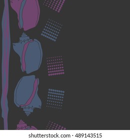 Sea  vertical seamless  pattern, shells, halftone .