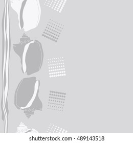 Sea  vertical seamless  pattern, shells, halftone .