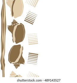 Sea  vertical seamless  pattern, shells, halftone .