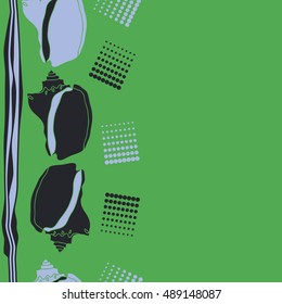 Sea  vertical seamless  pattern, shells, halftone .