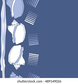 Sea  vertical seamless  pattern, shells, halftone . 