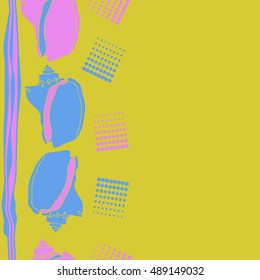 Sea  vertical seamless  pattern, shells, halftone . 