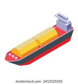 Sea vessel shipment icon isometric vector. Gas lng vessel. Fuel pipe