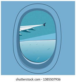 sea view from airplane window 