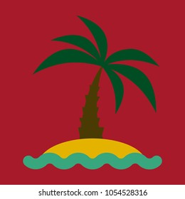 Sea view from the beach, palm tree on shore