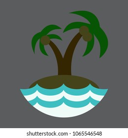 Sea view from the beach, palm tree on shore