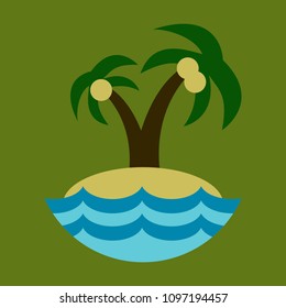 Sea view from the beach, palm tree on shore