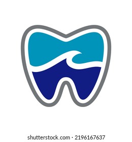 Sea View Combination with Dental,Unique Minimalist elegant logo design