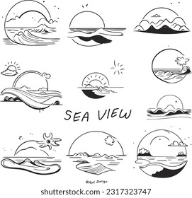 Sea view hand draw Created by AI Generate