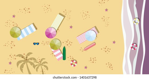 Sea view in summer. Beach and sand. Holidays, travel, vacation concept. Exotic island