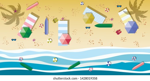 Sea view in summer. Beach and sand. Holidays, travel, vacation concept. Exotic island