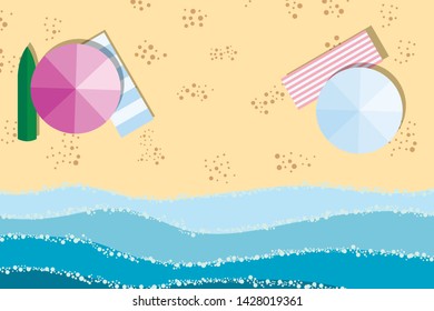 Sea view in summer. Beach and sand. Holidays, travel, vacation concept. Exotic island