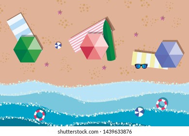 Sea view in summer. Beach and sand. Holidays, travel, vacation concept. Exotic island