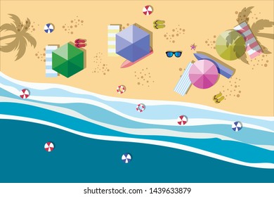 Sea view in summer. Beach and sand. Holidays, travel, vacation concept. Exotic island