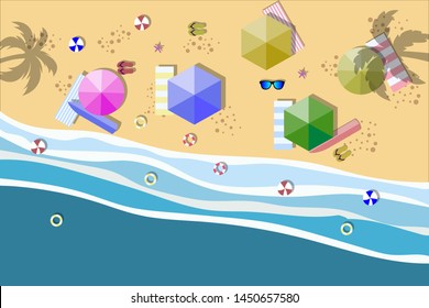 Sea view in summer. Beach and sand. Holidays, travel, vacation concept. Exotic island