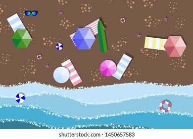 Sea view in summer. Beach and sand. Holidays, travel, vacation concept. Exotic island