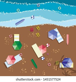 Sea view in summer. Beach and sand. Holidays, travel, vacation concept. Exotic island