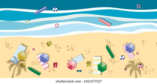 Sea view in summer. Beach and sand. Holidays, travel, vacation concept. Exotic island