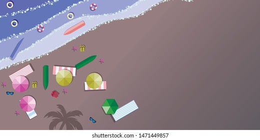Sea view in summer. Beach and sand. Holidays, travel, vacation concept. Exotic island