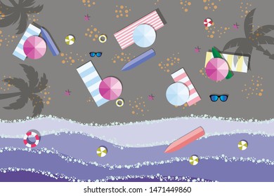 Sea view in summer. Beach and sand. Holidays, travel, vacation concept. Exotic island