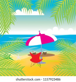 Vacation Beach Summer Holiday Background Blue Stock Vector (Royalty ...