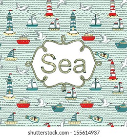 Sea vintage banner with place for your text. Retro wallpapers