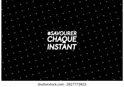 Sea vivid lighthouse style typography featuring French wording for SAVORING EVERY MOMENT and chiseled inner line text