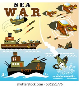 Seekrieg, Vektorillustration-Cartografik