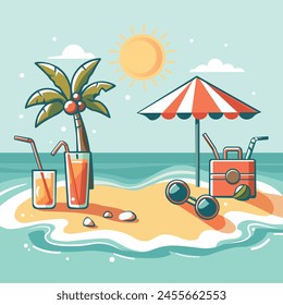The sea, warm sand and delicious cocktails for summer vacation
