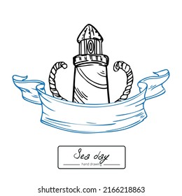 Sea washer and rope. Ink for card or print and tatoo