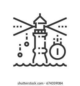 Sea watchtower icon, part of the square icons, car service icon set. The illustration is a vector, editable stroke, thirty-two by thirty-two matrix grid, pixel perfect file.