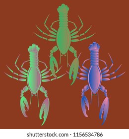 Sea water amazing lobster multicolor geometric.