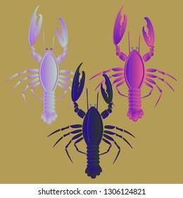 Sea water amazing lobster multicolor geometric.