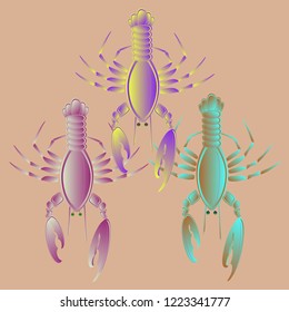 Sea water amazing lobster multicolored geometric.
